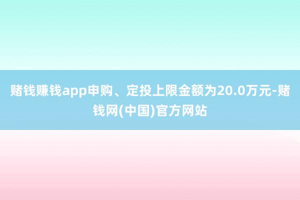 赌钱赚钱app申购、定投上限金额为20.0万元-赌钱网(中国)官方网站