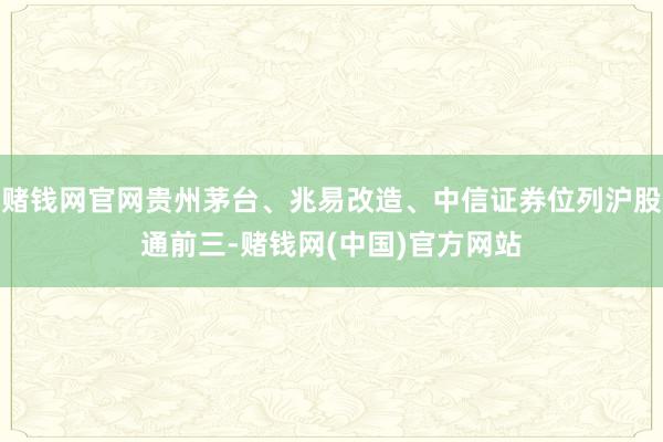 赌钱网官网贵州茅台、兆易改造、中信证券位列沪股通前三-赌钱网(中国)官方网站