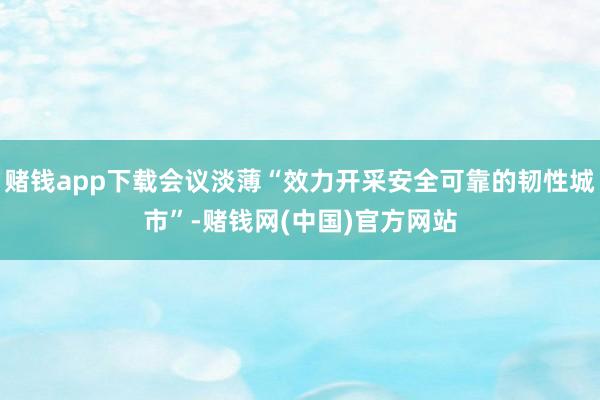 赌钱app下载会议淡薄“效力开采安全可靠的韧性城市”-赌钱网(中国)官方网站
